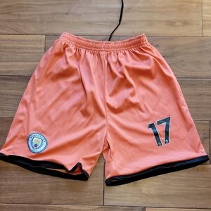 De Bruyne 17 Manchester City Etihad Airways Soccer Futbol Jersey Kit Short
